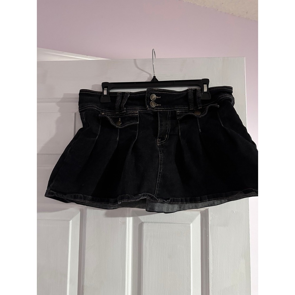 black denim mini skirt